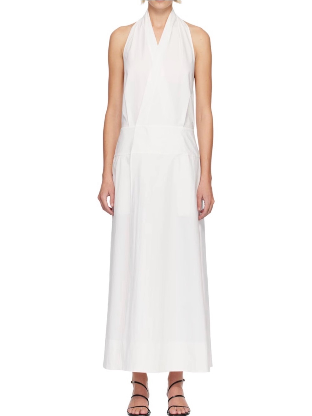 St. Agni White Halter Wrap Midi Dress